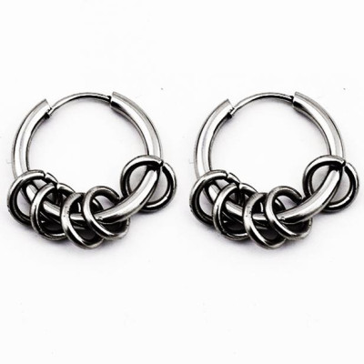 Bộ Bông tai nam inox khuyên tròn 12mm BT321 (Màu Bạc) - 2 chiếc