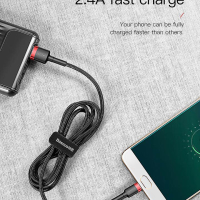 Cáp sạc Baseus Cafule Micro USB 2.4A nhanh truyền dữ liệu CAMKLF - Hàng chính hãng