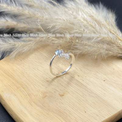 Nhẫn Nữ Bạc 925 Hình Đuôi Cá Mix Đá Moonstone Chính Hãng Bạc Hiểu Minh NU516
