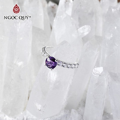 Nhẫn bạc nữ đá thiên nhiên - Ngọc Quý Gemstones - Thạch anh tím - Ni 19