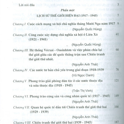 Lịch Sử Thế Giới Hiện Đại 