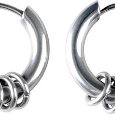 Bộ Bông tai nam inox khuyên tròn 12mm BT321 (Màu Bạc) - 2 chiếc