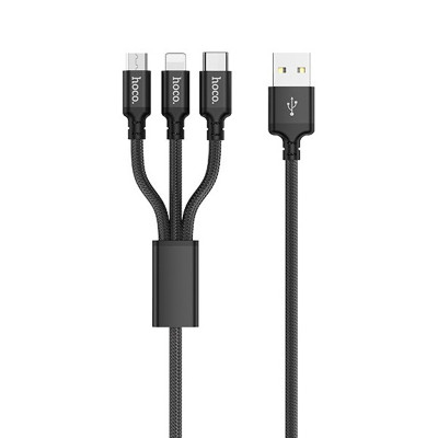 Cáp sạc nhanh 2.4A Hoco X14 dây tròn kết nối Type-C/Micro/iPhone dài 1M cho Smartphone ( 2 màu ) - Hàng chính hãng   