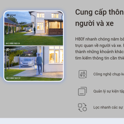 Camera WiFi EZVIZ H80F 3 ống kính 2K 4MP siêu nét cả ngày lẫn đêm, có màu đêm, AI phát hiện người - Hàng chính hãng