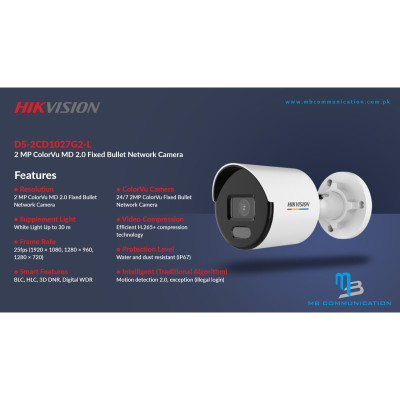 Camera IP Colorvu 2MP HIKVISION DS-2CD1027G2-L và DS-2CD1027G2-LUF- Hàng Chính Hãng