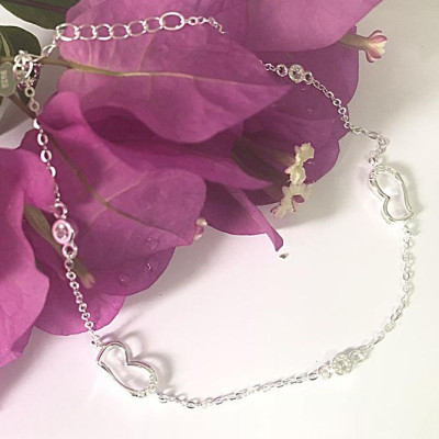 Lắc chân nữ trang sức bạc Ý S925 Bạc Xinh - Trái tim yêu thương RYBJ50041