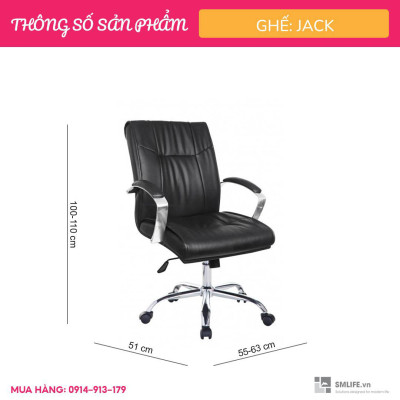 Ghế xoay văn phòng lưng trung bọc da SMLIFE Jack