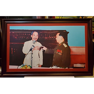 ẢNH GỐC IN DẦU - ĐẠI TƯỚNG VÕ NGUYÊN GIÁP & BÁC HỒ