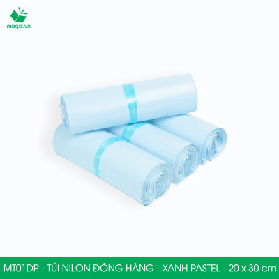 MT01DP - 20x30 cm  - Túi nilon gói hàng - 200 túi niêm phong đóng hàng màu xanh pastel