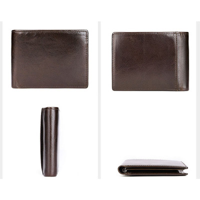 Ví ngang nam chống quét RFID cao cấp BHM1172 Chuẩn da bò thật. Mỏng gọn