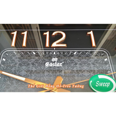 Đồng Hồ Eastar Chữ nhật Mặt Kính Nổi 3D Có Dạ Quang, Kim trôi (Mặt Đen)