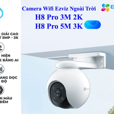 Camera Wi-fi EZVIZ H8 PRO 2K & 3K, Quay Quét 360 Độ Ngoài Trời, Ghi Hình Màu Ban Đêm, Đàm Thoại 2 Chiều - Hàng Chính Hãng