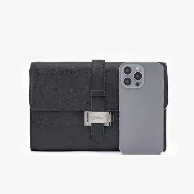 Clutch Cầm Tay Nam Da Bò Taiga HT10 Màu Đen