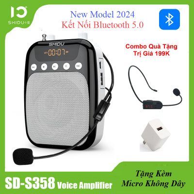 Tặng Kèm Micro Không Dây Trị Giá 199K - Loa Trợ Giảng Có Dây Shidu SD-S358 Công Suất Loa 10W Kết Nối Bluetooth,FM, Dung Lượng Pin 2500mAh Sử Dụng Lên Tới 15h. SHIDU S358 10W Wireless Mini Amplifier Meeting Guide Headset Micro Wireless - Hàng Chính Hãng