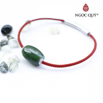 Vòng tay xỏ lu đá ngọc bích mệnh hỏa, thổ - Ngọc Quý Gemstones