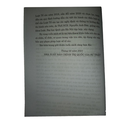 Sách - Chỉ Dẫn Tra Cứu Áp Dụng Pháp Luật Về Tố Cáo - NXB Chính Trị Quốc Gia