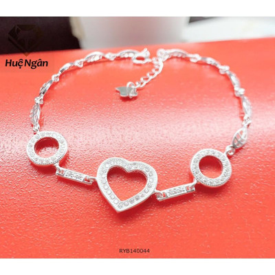 Lắc tay bạc 925 Huệ Ngân - Trái tim yêu Heart and Circle RYB140044
