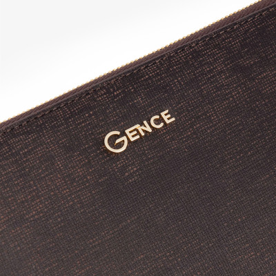 Ví Cầm Tay Clutch Nam GENCE CK11 Da Bò Khóa Số Cao Cấp Màu Nâu Phụ Kiện Vàng Hoặc Bạc