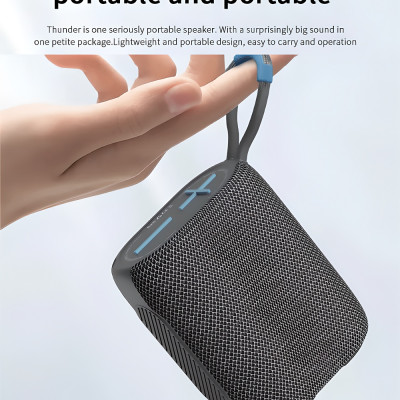 Loa di động thể thao bluetooth chống nước chuẩn IPx7 hiệu WIWU Thunder P26 trang bị đèn LED đổi màu, công nghệ Bluetooth 5.0, Nghe đài radio FM, thẻ SD, có jack âm thanh AUX 3.5mm, thời gian nghe nhạc lên đến 6h - hàng nhập khẩu