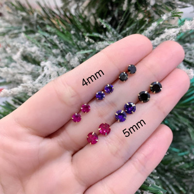 14K Gold Post Earrings Red - MOON Jewelry