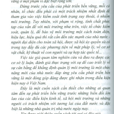 Chức Năng Quản Lý Môi Trường Của Nhà Nước Đáp Ứng Yêu Cầu Phát Triển Bền Vững Ở Việt Nam (Sách chuyên khảo) - TS. Bùi Xuân Phái