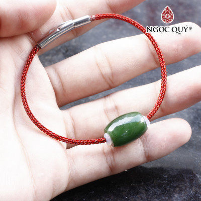 Vòng tay xỏ lu đá ngọc bích mệnh hỏa, thổ - Ngọc Quý Gemstones