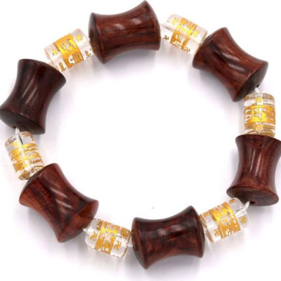 Vòng tay chuỗi hạt gỗ hồng hình ống tre HMS6