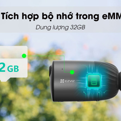 Camera IP Wifi Ngoài Trời EZVIZ BC1C 2MP Tặng Kèm Tắm Pin Năng Lượng Tích Hợp Bộ Nhớ Trong 32G - Có Màu Ban Đêm - Đàm Thoại 2 Chiều - Hàng Chính Hãng