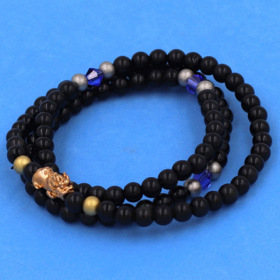 [Mệnh Thủy, Mộc] Bộ Vòng Chuỗi, Tràng Hạt 108 Hạt 6 Ly Đá Thạch Anh Đen Charm Tỳ Hưu Inox - Tràng Chuỗi Niệm Phật - An Yên - Thịnh Vượng - May Mắn - Tài Lộc - Bình An - Phong thủy 868