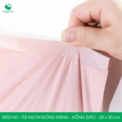 MT1HD - 25x35 cm  - Túi nilon gói hàng - 200 túi niêm phong đóng hàng màu hồng đào