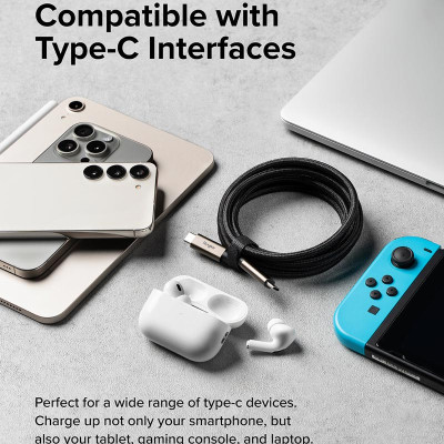 Cáp sạc nhanh 240W cho điện thoại/laptop/tablet RINGKE USB-3.2 Gen 2X2 USB-C Cable - Hàng Chính Hãng