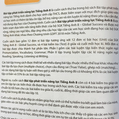 Sách - Bài tập phát triển năng lực Tiếng Anh lớp 8 (HEID)