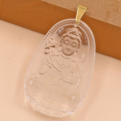 Mặt dây chuyền Đại Thế Chí Bồ Tát thủy tinh trắng 3.6cm - phật bản mệnh tuổi Ngọ - Mặt size nhỏ