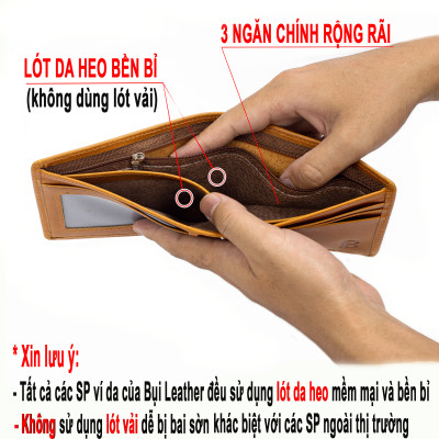 Ví nam, bóp nam da bò Pullup cao cấp Bụi Leather V107 - Bảo hành 12 tháng