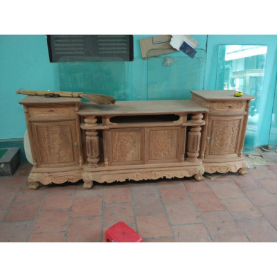 Kệ Tivi Cột Nho gỗ hương vân loại 2m2 và 2m4