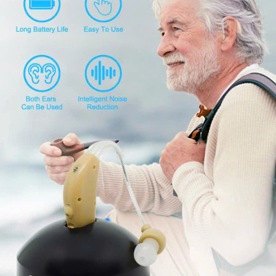 Tai Nghe Trợ Thính, Máy Trợ Thính Không Dây Có Sạc Cho Người Già Điếc Nặng có chỉnh âm lượng có khử ồn