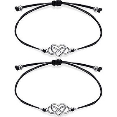 Bộ 02 vòng tay thời trang handmade gắn Charm trái tim vô cực dễ thương