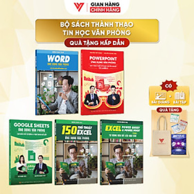 Combo 5 Sách Excel - Word - PowerPoint - GoogleSheet - 150 Thủ Thuật Excel Tin Học Văn Phòng Kèm Khóa Học