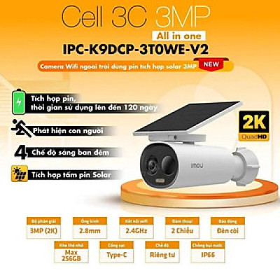 Camera WIFI Ngoài Trời IMOU Cell 3C K9DCP Dùng Pin Kèm Tấm Pin Năng Lượng Mặt Trời  - TRANGIATELECOM Hàng chính hãƞg Hàng nhập khẩu