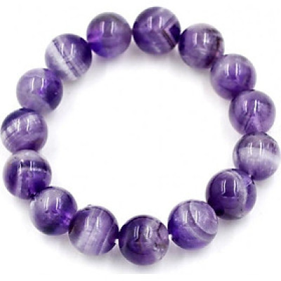 Vòng tay chuỗi hạt thạch anh tím than 12 ly 15 hạt