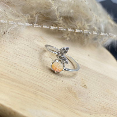 Nhẫn Nữ Bạc 925 Hình Đuôi Cá Mix Đá Moonstone Chính Hãng Bạc Hiểu Minh NU516