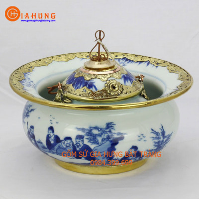 Bát điếu men lam Bát Tràng