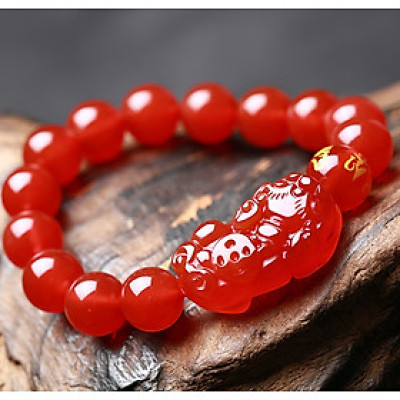 Vòng tay phong thủy đá thạch anh đỏ tỳ hưu thiên nhiên cho Nam Nữ làm trang sức chiêu Tài hút Lộc