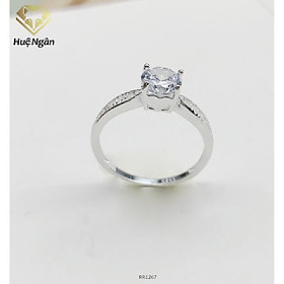 Nhẫn bạc nữ 925 Huệ Ngân - Đá chủ 4 chấu viền tim RR1267