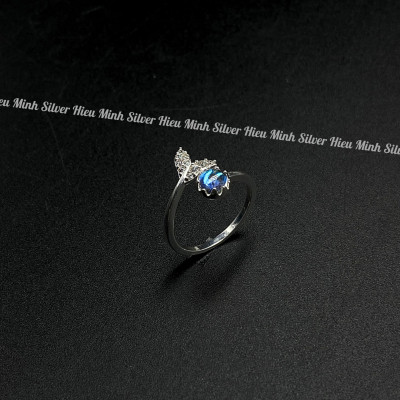 Nhẫn Nữ Bạc 925 Hình Đuôi Cá Mix Đá Moonstone Chính Hãng Bạc Hiểu Minh NU516