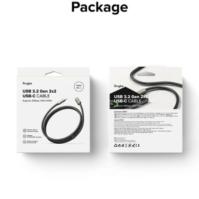 Cáp sạc nhanh 240W cho điện thoại/laptop/tablet RINGKE USB-3.2 Gen 2X2 USB-C Cable - Hàng Chính Hãng