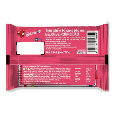 [Chỉ Giao HCM] Phô Mai Vuông Belcube (15 viên) Vị Dâu - Hỗ trợ hệ miễn dịch (La Vache qui rit)