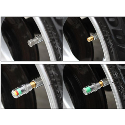 Nắp Van Lốp Ô Tô bằng Đồng kiểm tra cảnh báo Áp Suất Lốp có ốc hãm chống trộm