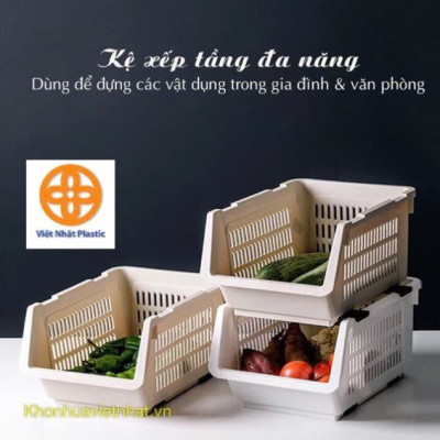 Kệ xếp tầng đa năng Việt Nhật tiện ích (5569) đựng đồ tiết kiệm không gian chất liệu nhựa bền đẹp - Hàng Việt Nam