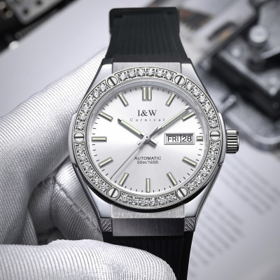 Đồng Hồ Nam I&W Carnival 55851G1 Chính Hãng Full Box Chống Nước Kính Chống Xước Dây Silicon Cao Cấp BH 60T (Máy Cơ Tự Động)